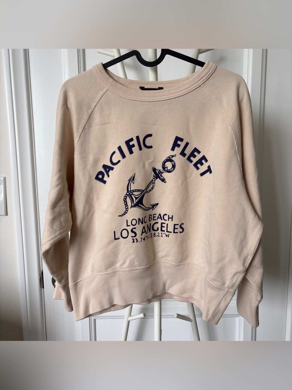 J Crew Womens Pacific Fleet Long Beach Los Angeles Anchor Sweatshirt Small